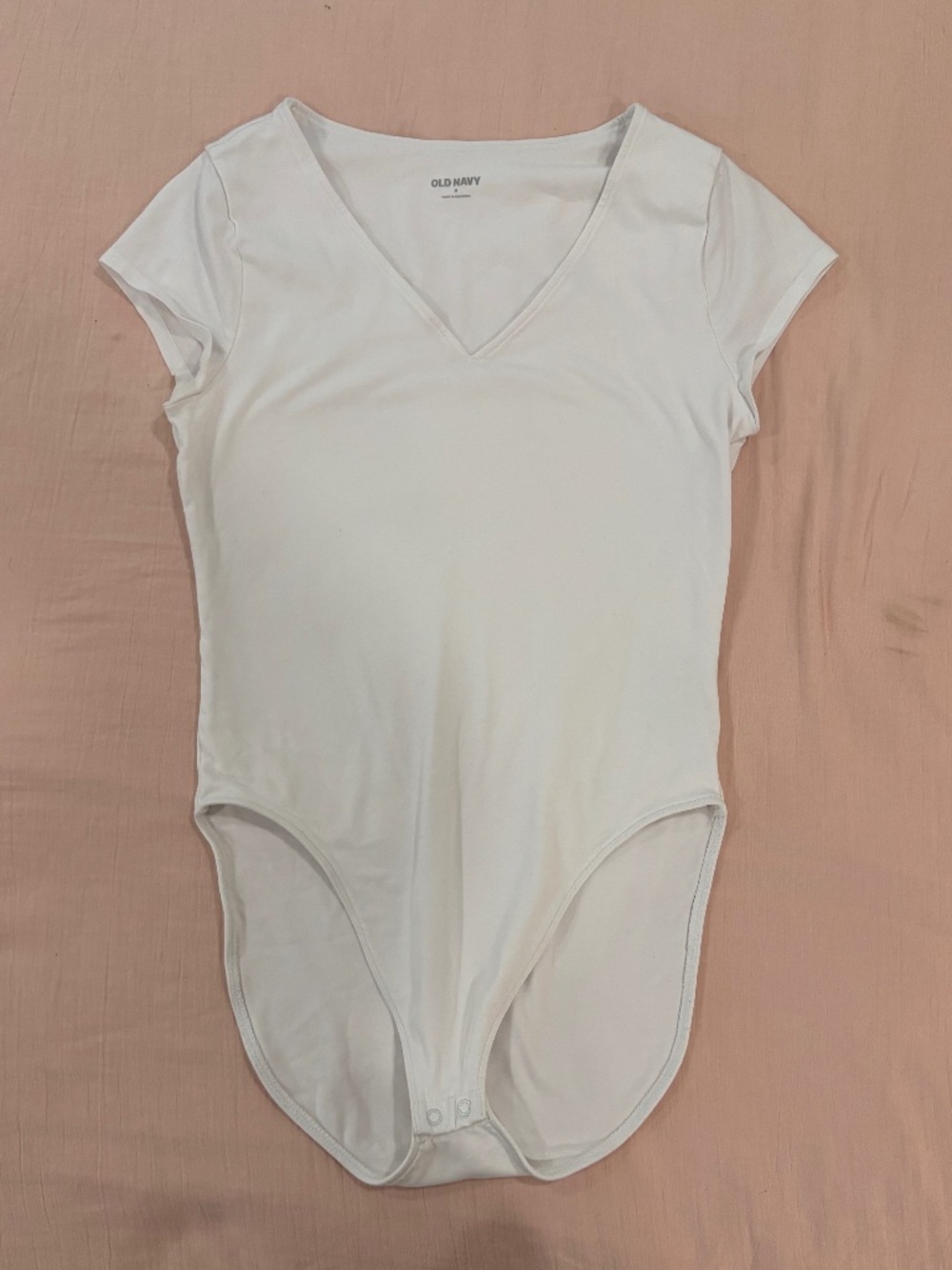 Fitted Short-Sleeve V Neck Body Suit